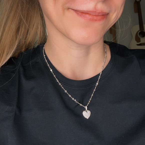 Vtg. Tiffany & Co. Platinum Diamond Pave Heart Twist Chain Tennis Necklace 17" - Picture 9 of 9